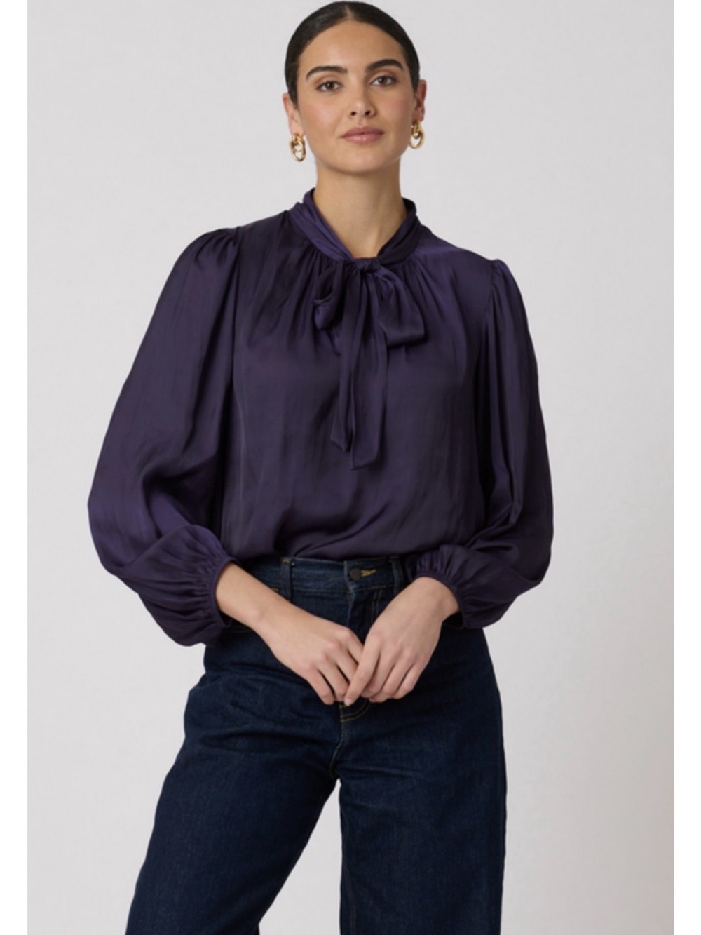 * NWT * Shoshanna Deep Plum Tie-Neck Blouse | size S